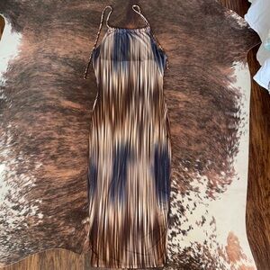 Lovely Day Brown and Blue Midi Dress